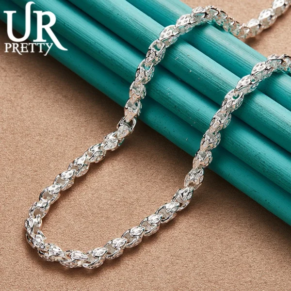 URPRETTY 925 Sterling Silver Beaded Necklace 20/24 Inch Chain For Woman Men Wedding Engagement Party Jewelry - Image 2