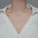 New 925 Sterling Silver Geometric Triangle Necklace for Women Adjustable Clavicle Chain sweater chain Rope chain Jewelry Gifts