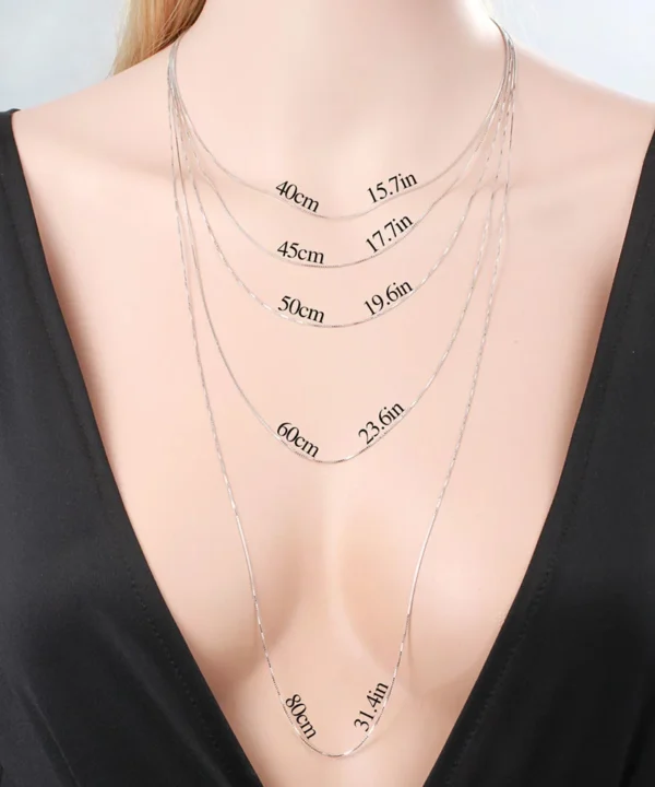 35cm-80cm 0.65mm Thin Real 925 Sterling Silver Slim Box Chain Necklace Women Girls Jewelry Kolye Collares Collier - Image 2