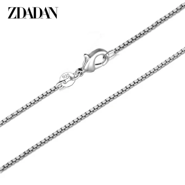 ZDADAN 100% Genuine 925 Sterling Silver 2mm Box Chain Necklace For Women Fashion Jewelry