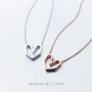 Modian Rose Gold Color Geometric Heart Choker Necklace Charm Sexy 100% 925 Sterling Silver Pendant For Women Party Jewelry Gift