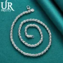 URPRETTY 925 Sterling Silver Beaded Necklace 20/24 Inch Chain For Woman Men Wedding Engagement Party Jewelry