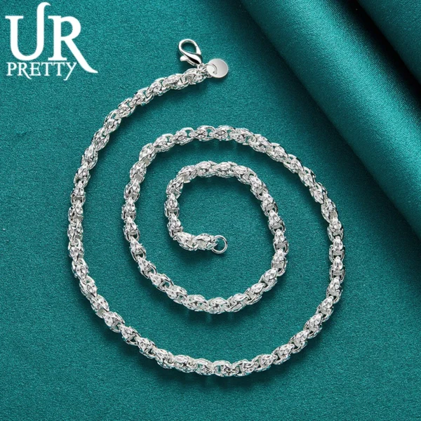 URPRETTY 925 Sterling Silver Beaded Necklace 20/24 Inch Chain For Woman Men Wedding Engagement Party Jewelry - Image 3