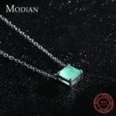 Modian Real 925 Sterling Silver Classic Charm Tourmaline Chain Necklace For Women Wedding Jewelry With Box Pendant Neckalces