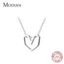 Modian Rose Gold Color Geometric Heart Choker Necklace Charm Sexy 100% 925 Sterling Silver Pendant For Women Party Jewelry Gift