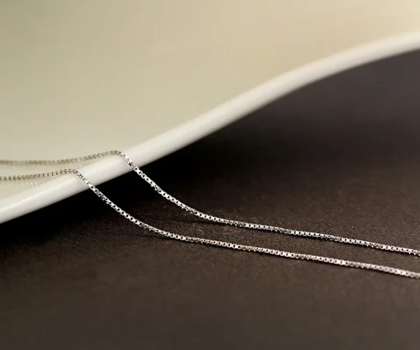 35cm-80cm 0.65mm Thin Real 925 Sterling Silver Slim Box Chain Necklace Women Girls Jewelry Kolye Collares Collier - Image 4