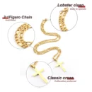 4.5MM Figaro Chain Necklace Gold 316L Stainless Steel for Men Women Fashion Jewelry Gift Cross Pendant Waterproof NK Necklaces