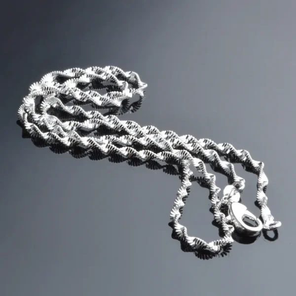 New 2mm Water Ripple Necklace For Women'S Fashion 925 Jewelry Sterling Silver Necklace With Chain - Image 2