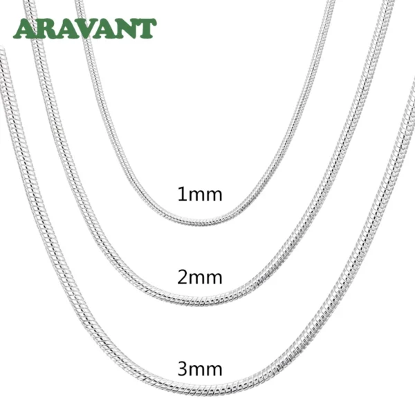 Aravant 925 Silver 1MM/2MM/3MM Snake Chain Necklace For Men Women Pendant Fashion Jewelry