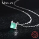 Modian Real 925 Sterling Silver Classic Charm Tourmaline Chain Necklace For Women Wedding Jewelry With Box Pendant Neckalces