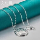 DOTEFFIL 925 Sterling Silver 16-30 Inch Chain Tree Round Pendant Necklace For Woman Fashion Wedding Engagement Charm Jewelry