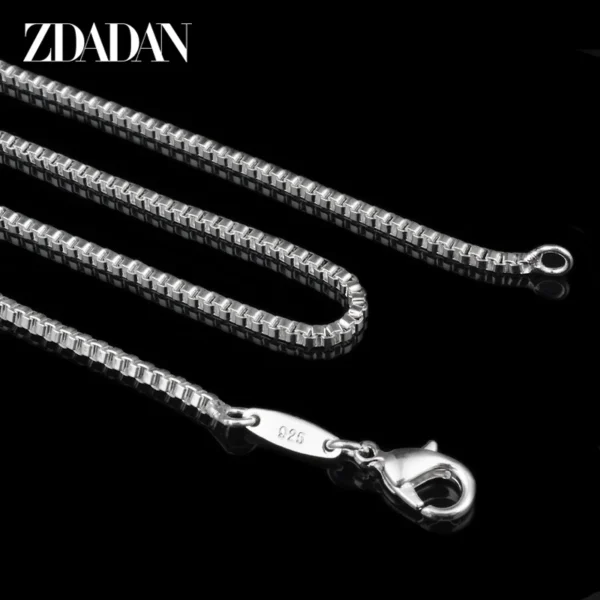 ZDADAN 100% Genuine 925 Sterling Silver 2mm Box Chain Necklace For Women Fashion Jewelry - Image 2