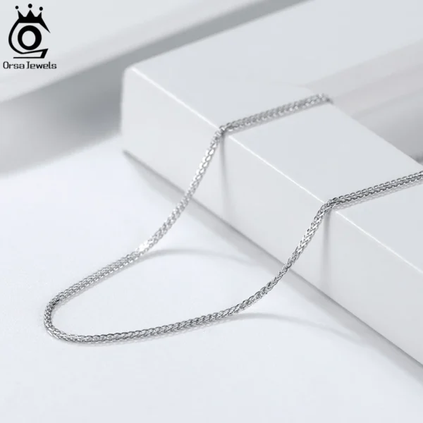 ORSA JEWELS Italian Handmade 1.2mm Chopin Chain Necklace Solid 925 Sterling Silver Man Woman Neck Chain Jewelry for Pendant SC53 - Image 2