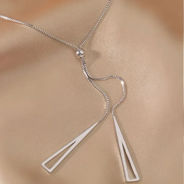 New 925 Sterling Silver Geometric Triangle Necklace for Women Adjustable Clavicle Chain sweater chain Rope chain Jewelry Gifts - Image 4