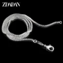 ZDADAN 100% Genuine 925 Sterling Silver 2mm Box Chain Necklace For Women Fashion Jewelry