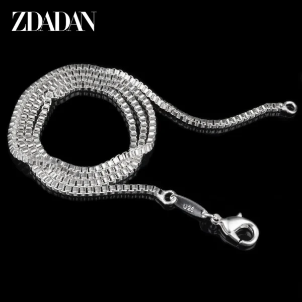 ZDADAN 100% Genuine 925 Sterling Silver 2mm Box Chain Necklace For Women Fashion Jewelry - Image 5