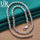 URPRETTY 925 Sterling Silver Beaded Necklace 20/24 Inch Chain For Woman Men Wedding Engagement Party Jewelry