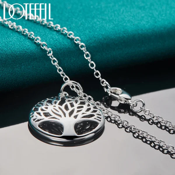 DOTEFFIL 925 Sterling Silver 16-30 Inch Chain Tree Round Pendant Necklace For Woman Fashion Wedding Engagement Charm Jewelry - Image 2