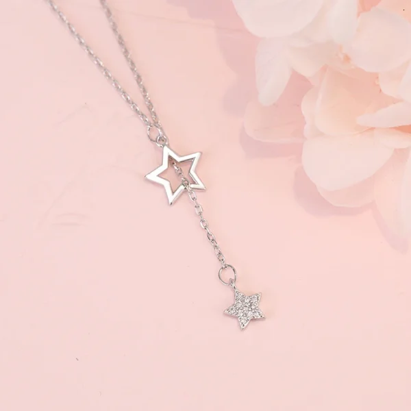 Christmas Gift 925 Sterling Silver Cute Shiny Star Choker Drop Charm Necklaces Charming Woman Wedding Party Birthday Jewelry - Image 6