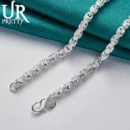 URPRETTY 925 Sterling Silver Beaded Necklace 20/24 Inch Chain For Woman Men Wedding Engagement Party Jewelry