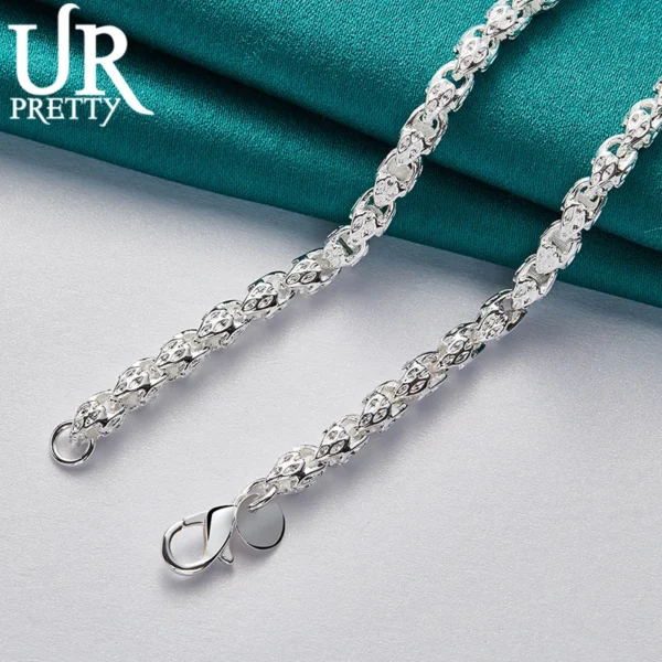 URPRETTY 925 Sterling Silver Beaded Necklace 20/24 Inch Chain For Woman Men Wedding Engagement Party Jewelry - Image 6