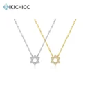 KIKICHICC Women 925 Sterling Silver Star of David Zircon Long Chain Pendant Necklace 2024 Luxury Anniversary Wedding Jewelry