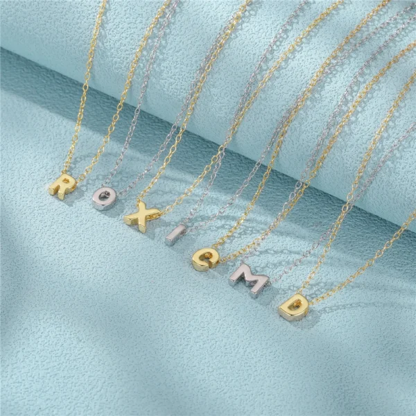 ROXI Glossy 26 English Alphabet Letters Pendant Necklaces for Women 925 Sterling Silver Choker Chains Jewelry Colar Masculino - Image 4