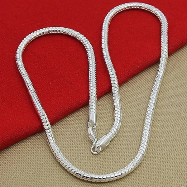 LiHong 925 Sterling Silver 16/18/20/24/22/24/26/30 Inch 3mm Snake Chain Necklace For Woman Man Wedding Engagement Jewelry - Image 4