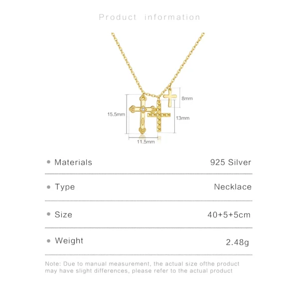 ANDYWEN Winter 925 Sterling Silver Gold Three Cross Pendant Charm Long Chain Necklace 2023 Fashion Fine Jewelry 2021 Gift - Image 6