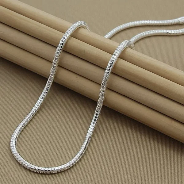 LiHong 925 Sterling Silver 16/18/20/24/22/24/26/30 Inch 3mm Snake Chain Necklace For Woman Man Wedding Engagement Jewelry - Image 3