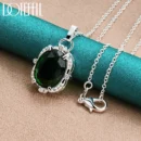 DOTEFFIL 925 Sterling Silver Green Zircon AAAAA Pendant Necklace 16-30 Inch Chain For Woman Fashion Wedding Party Charm Jewelry