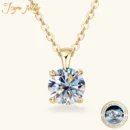 JoyceJelly Classic Four Prong 1ct Moissanite Necklace Women's 925 Sterling Silver Plated 18k Gold Pendant Luxury Fine Jewelry