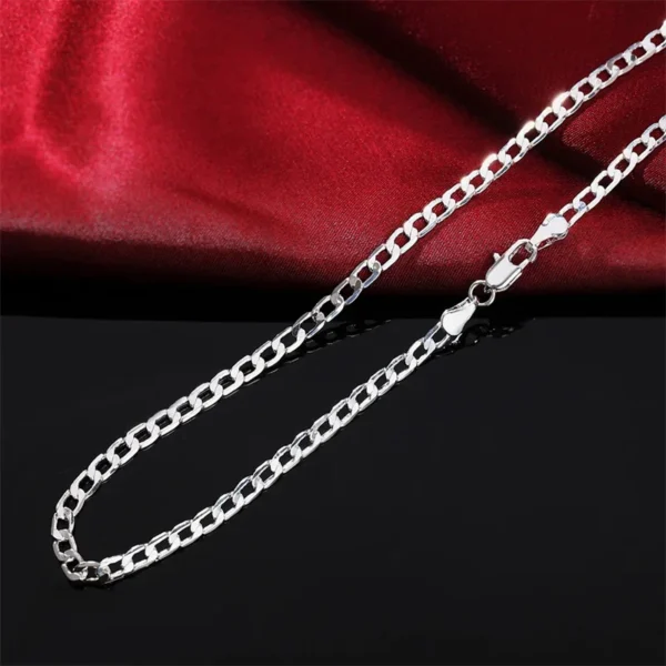 Men's 925 Sterling Silver Necklace 2/4/6/8/10/12MM 40-75cm Face Chain Necklace Lobster Clasp Men And Women Engagement Jewelry - Image 4