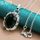 DOTEFFIL 925 Sterling Silver Green Zircon AAAAA Pendant Necklace 16-30 Inch Chain For Woman Fashion Wedding Party Charm Jewelry