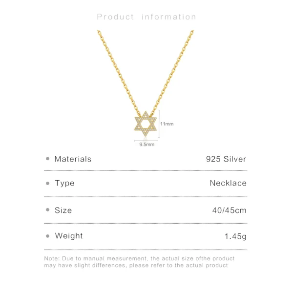 KIKICHICC Women 925 Sterling Silver Star of David Zircon Long Chain Pendant Necklace 2024 Luxury Anniversary Wedding Jewelry - Image 6