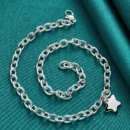 DOTEFFIL 925 Sterling Silver Star Pendant 18 Inch Chain Necklace For Woman Wedding Engagement Fashion Jewelry