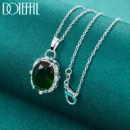 DOTEFFIL 925 Sterling Silver Green Zircon AAAAA Pendant Necklace 16-30 Inch Chain For Woman Fashion Wedding Party Charm Jewelry