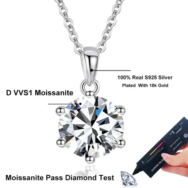 NeeTim 4ct 10mm Moissanite Necklace For Women 925 Sterling Silver Lab Diamond with Gold Plated Pendant Wedding Party Jewelry - Image 5