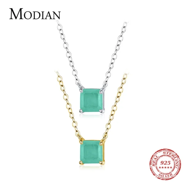 Modian Real 925 Sterling Silver Classic Charm Tourmaline Chain Necklace For Women Wedding Jewelry With Box Pendant Neckalces