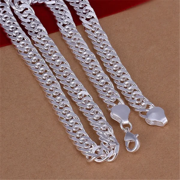 Fine 925 Sterling Silver 10MM Chain Necklace For Man Women Solid Wedding Noble Fashion Jewelry Charms Gifts - Image 2