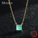 Modian Real 925 Sterling Silver Classic Charm Tourmaline Chain Necklace For Women Wedding Jewelry With Box Pendant Neckalces