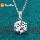 NeeTim 4ct 10mm Moissanite Necklace For Women 925 Sterling Silver Lab Diamond with Gold Plated Pendant Wedding Party Jewelry