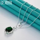 DOTEFFIL 925 Sterling Silver Green Zircon AAAAA Pendant Necklace 16-30 Inch Chain For Woman Fashion Wedding Party Charm Jewelry