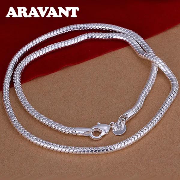 Aravant 925 Silver 1MM/2MM/3MM Snake Chain Necklace For Men Women Pendant Fashion Jewelry - Image 3