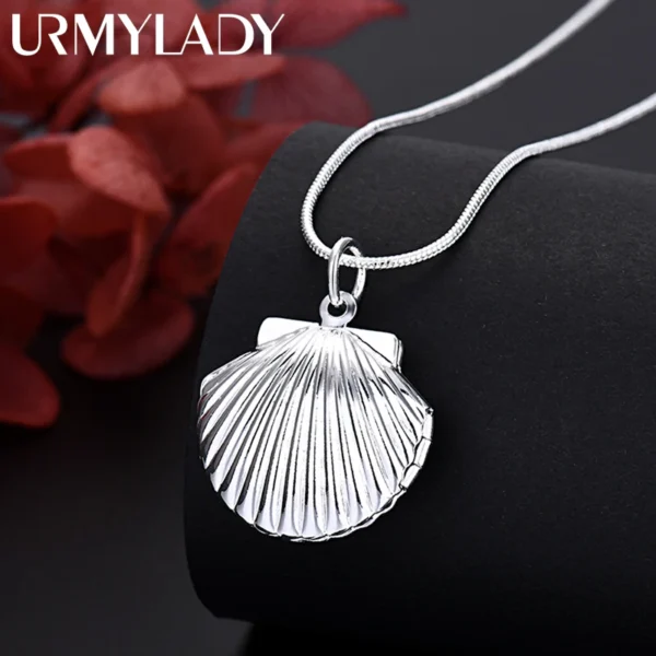 New Arrive 40-75cm 925 Sterling Silver seashell Photo open Frame Necklace Snake Chain For Woman Man Wedding Jewelry wholesale