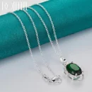 DOTEFFIL 925 Sterling Silver Green Zircon AAAAA Pendant Necklace 16-30 Inch Chain For Woman Fashion Wedding Party Charm Jewelry