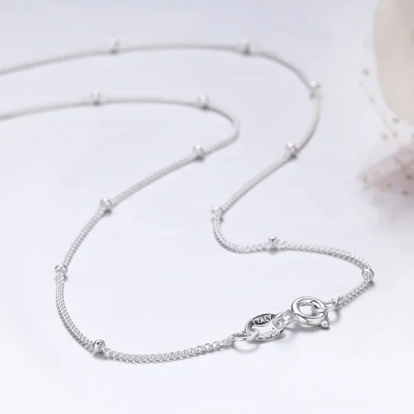 35-80cm 1mm Thin Pure 925 Sterling Silver Beads Curb Chain Choker Necklaces Women Girls Jewelry Kolye Collares Collier Ketting