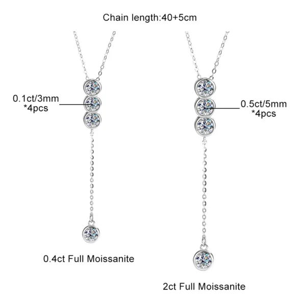 Houtros 3mm/5mm Full Moissanite Necklace for Girls Classic Bubble Clavicular Chain 925 Sterling Silver Party Fine Jewelry GRA - Image 2