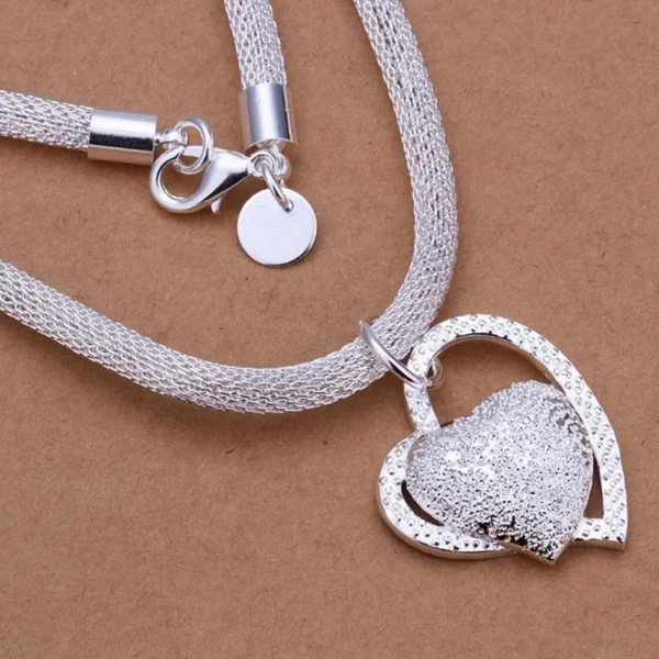 Silver Color Plated Gorgeous Charm Fashion Charm Heart Wedding Lady Love Necklace Noble Luxury 18 Inches Silver Jewelry