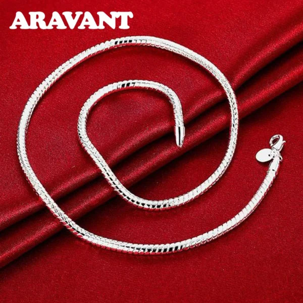 Aravant 925 Silver 1MM/2MM/3MM Snake Chain Necklace For Men Women Pendant Fashion Jewelry - Image 4